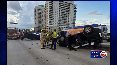 1 Taken To Hospital After Rollover Crash On 79th Street Bridge In Miami Wsvn 7news Miami