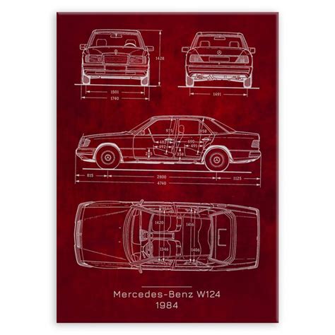 Plakat Metalowy Mercedes Benz W124 Projekt Scarlet M MURRANO