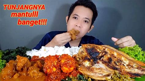 ASMR MUKBANG NASI PADANG TUNJANG KIKIL SAPI IKAN BAKAR DAN TELUR