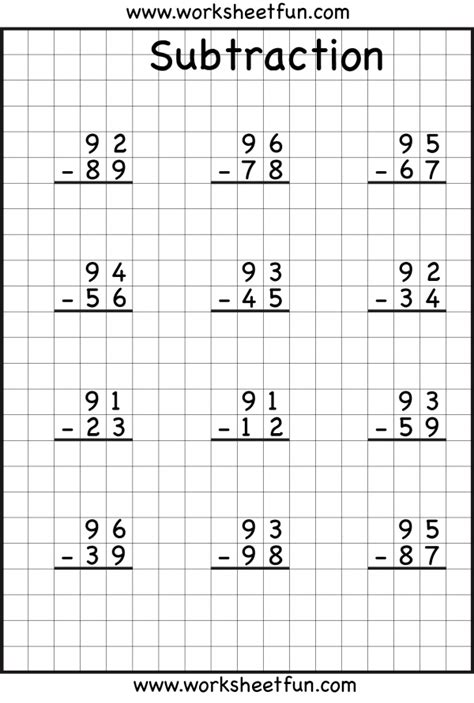 Subtraction Worksheets For Grade 1 Borrowing