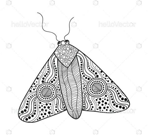 Bogong Moths Drawing In Aboriginal Art Style Vector Illustration