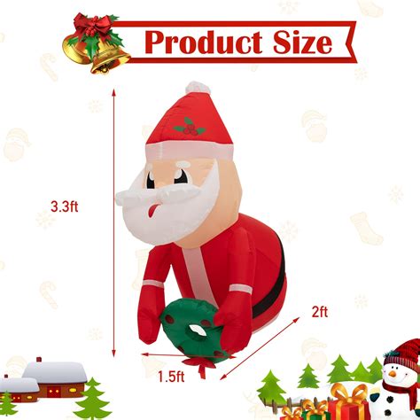 Tangkula 3 5 Ft Christmas Lighted Inflatable Santa Claus Broke Out Fro