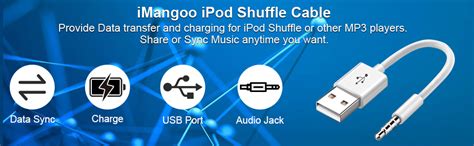 Imangoo Ipod Shuffle Cable 35mm Audio Jack To Usb Charging And Data Transfer Cable 2 Pack