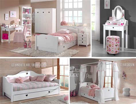 Chambre enfant Coeur pour fille blanche - Mobilier enfant