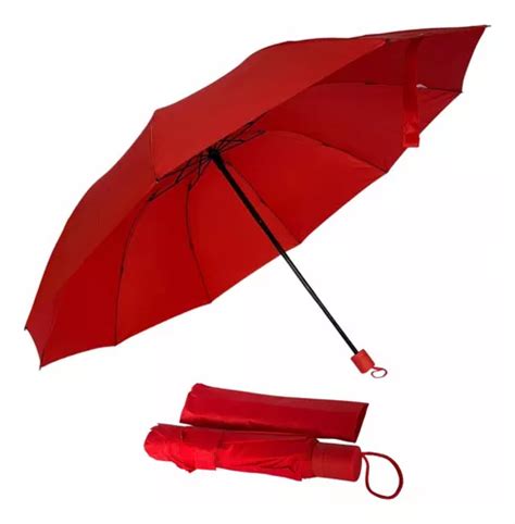 Guarda Chuva Grande Refor Ado Cabe Na Bolsa Colorido Liso Cor Vermelho