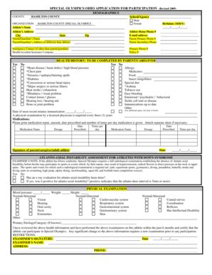 Fillable Online Specialolympics Hc Athlete Application Form Doc