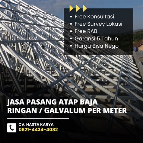 Upah Pasang Atap Baja Ringan Mojokerto CV Hasta Karya