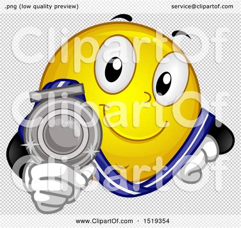 Clipart of a Yellow Smiley Emoji Showing a Silver Medal - Royalty Free ...