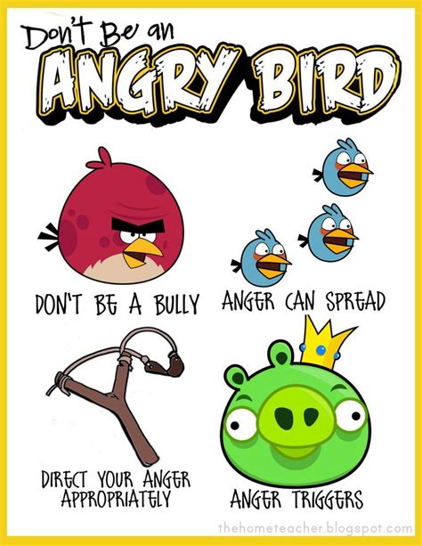 The Home Teacher More Dont Be An Angry Bird Printables Anger