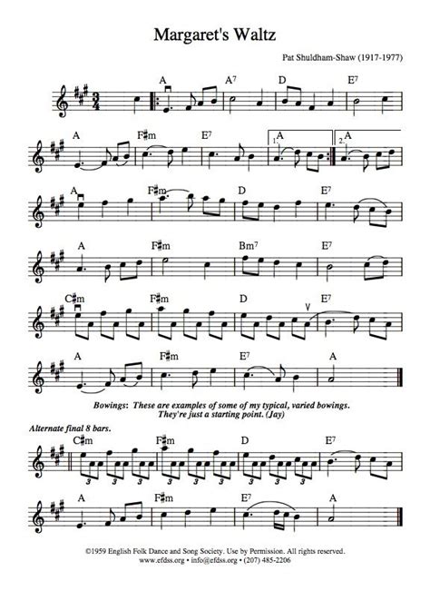 Margarets Waltz Fiddle Tunes Fiddler Sheet Music