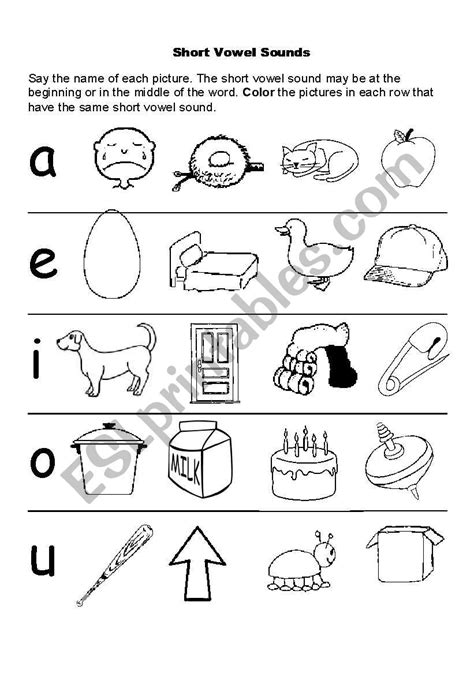 English Worksheets Short Vowel Sounds