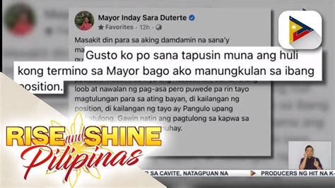 Davao City Mayor Sara Duterte Nanindigang Di Siya Tatakbo Sa Pagka