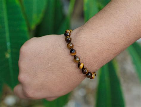 Tigers Eye Bracelet Men Tigers Eye Bracelet Knotting Cord Etsy