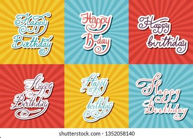 Happy Birthday Text Hand Drawn Lettering Stock Vector Royalty Free