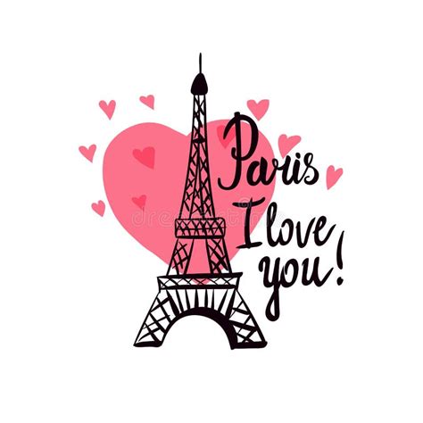 Torre Eiffel De La Tarjeta Del Día De San Valentín Stock de ilustración