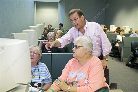 Senior Citizens Learning To Use Computers Stock Image C020 8665