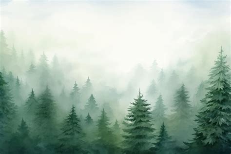 Premium Vector Misty Forest Watercolor Painting