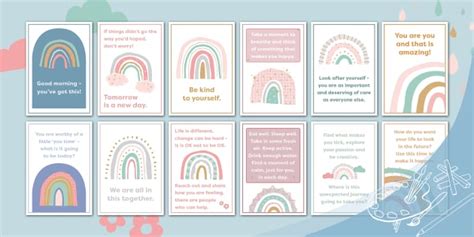 Positive Mental Health Muted Rainbow Themed Posters Pack