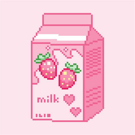 Pixilart Strawberry Milk Box By Jeklin