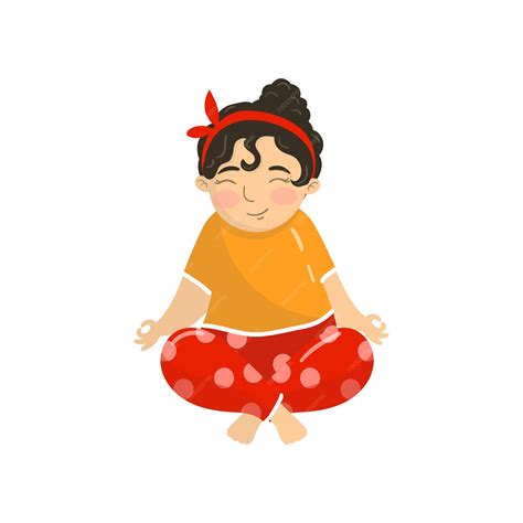 Premium Vector Cute Beautiful Girl Sitting In Lotus Position And