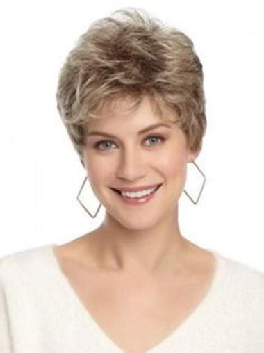 Old Women Brown Short Wavy Lace Front Wigs Older Women Wigs