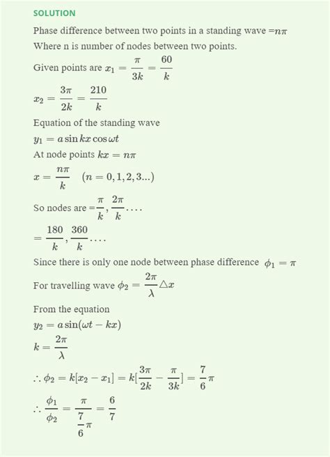 Equations Of A Stationary Wave And A Travelling Wave Are Y1 1 Sin Kx