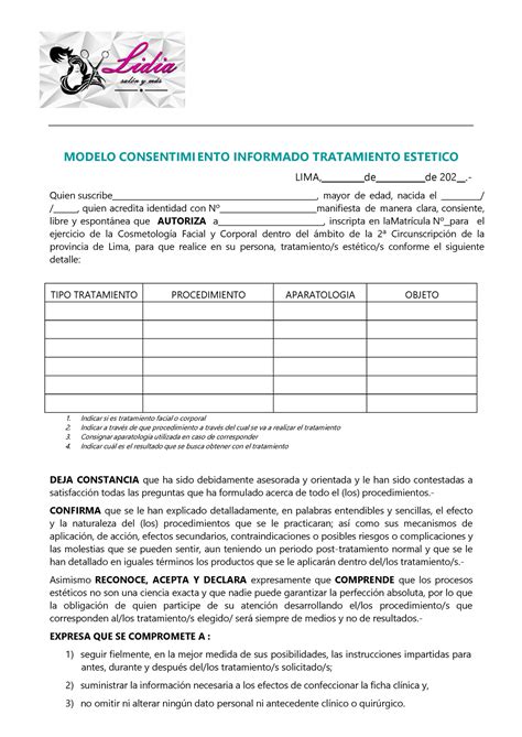 Modelo Consentimiento Informado Para Tesis Consentimiento Informado