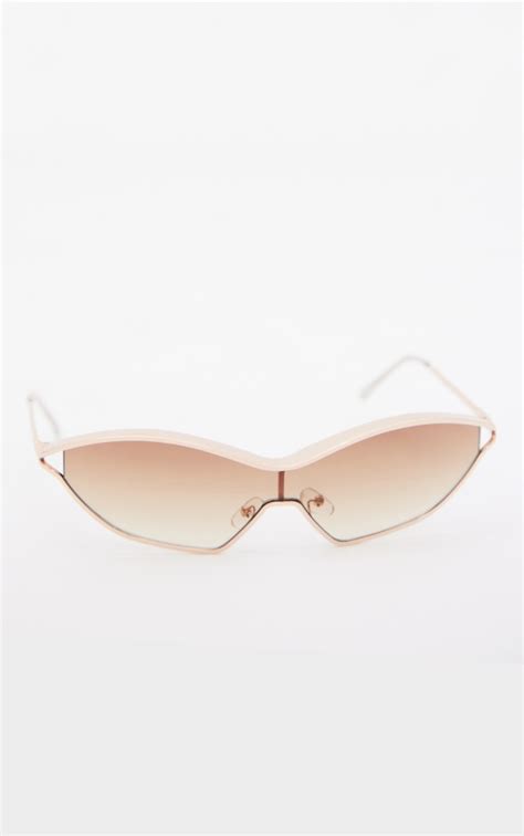 Gold Elongated Metal Frame Cat Eye Sunglasses Accessories