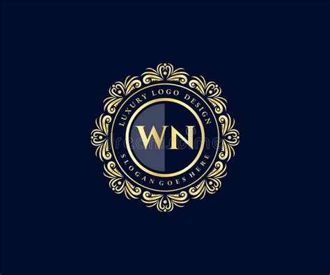 Wn Initial Letter Gold Calligraphic Feminine Floral Hand Drawn Heraldic