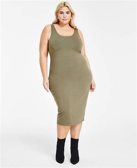 Bar Iii Trendy Plus Size Sleeveless Bodycon Midi Dress Created For