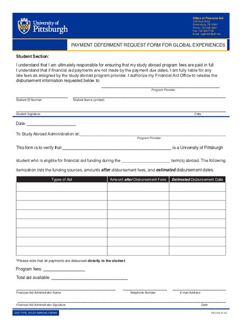 Fillable Online Payment Deferment Request Form For Global Fax Email