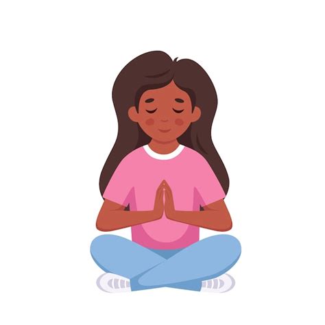 Menina meditando em pose de lótus ioga ginástica e meditação para