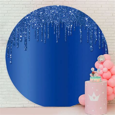 Aperturee Pink Glitter Round Black Birthday Party Backdrop Round