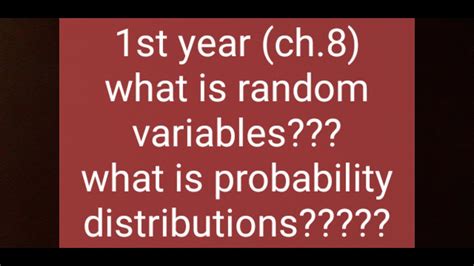 1st Year Stats Definitions Chapter No 8 Random Variable And