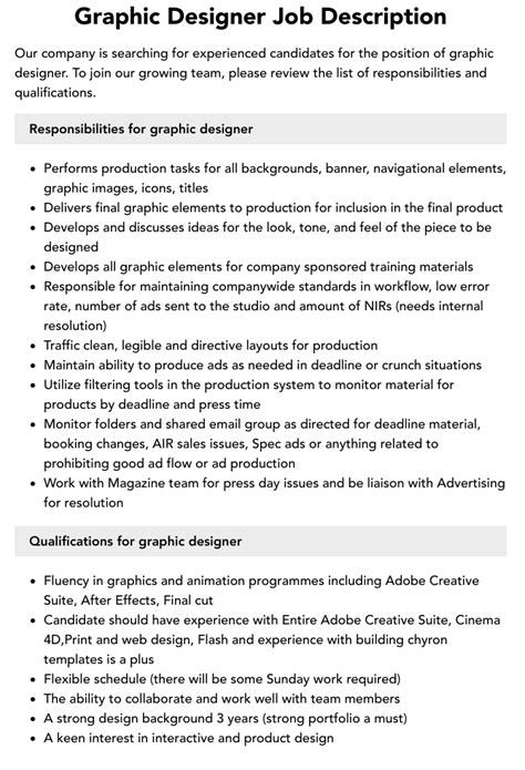 Graphic Designer Job Description Velvet Jobs