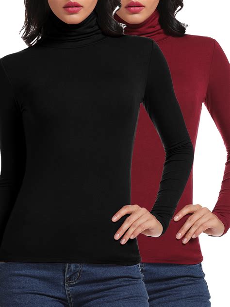 Anyfit Wear 2 Packs Long Sleeve Mock Turtleneck Underwear Top Stretch Slim Fitted Layer Basic