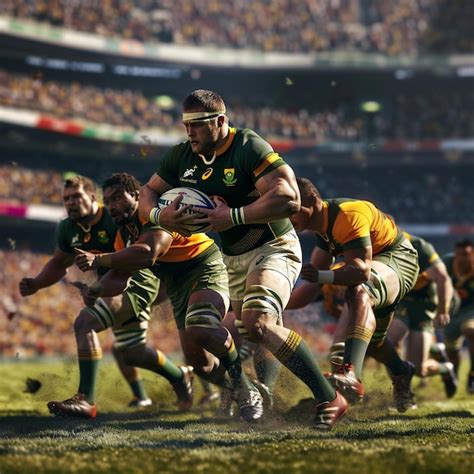 Intense Rugby Action At South African Stadium Premium Ai Generated Image