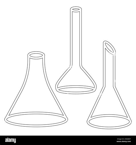 Chemical Test Tubes Vector Icons Set Minimalist Flat Illustrations