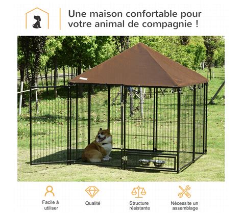 Chenil Ext Rieur Pour Chien M Tal Et Tissu Chien But