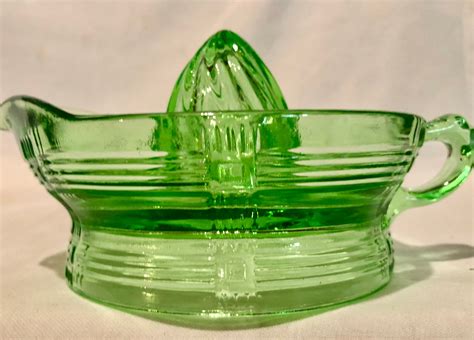 Vintage Green Depression Glass Juicer