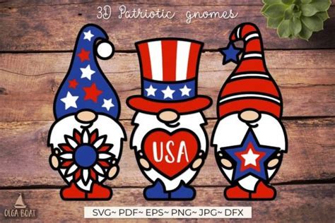 Patriotic Gnome Layered 4th Of July SVG Graphic By Olga Boat Design