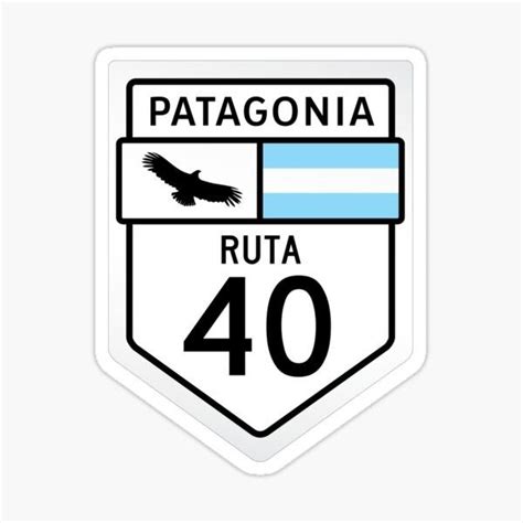 A White And Blue Sticker With The Words Patagonia On It