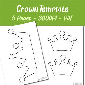 Crown Template Printable Set Pages For Creative Projects By Easy Hop