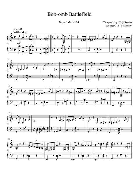 Bob-omb battlefield - SM64 Sheet music for Piano (Solo) | Musescore.com