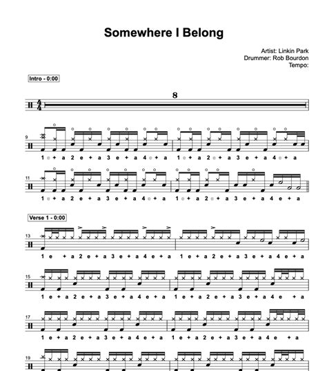 Somewhere I Belong - Linkin Park - Drum Sheet Music - DG Drums