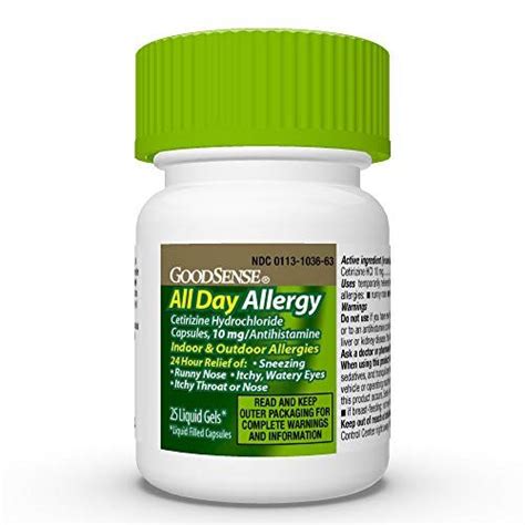 Goodsense All Day Allergy Relief Cetirizine Hydrochloride Capsules 10