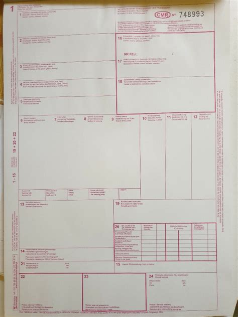 Cmr Odcinkowy Mi Dzynarodowy List Przewozowy Chorz W Kup Teraz Na