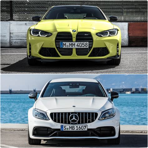 Photo Comparison New G82 Bmw M4 Goes Hunting For The Mercedes Amg C 63 Coupe