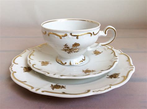 Vintage Tea Cup Saucer Plate Trio 3 Pieces Weimar Porcelain