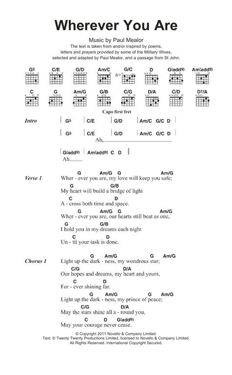 Wherever You Are by Paul Mealor - Guitar Chords/Lyrics - Guitar Instructor